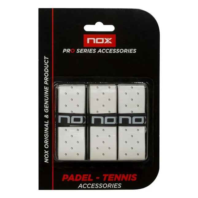 Blister (Confezione 3) Nox Pro Overgrips bianchi perforati